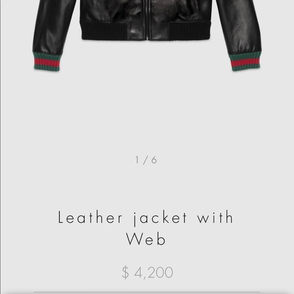 SOLD ❌Gucci leather Jacket ' Green Red knitted Web - Picture 5 of 8